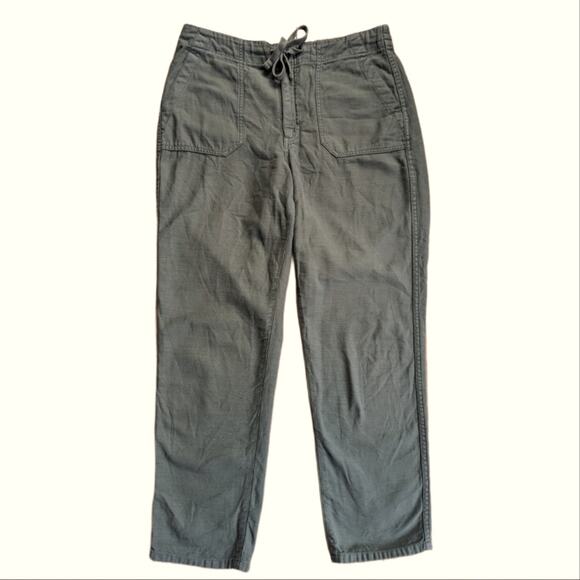 J. Crew Army Green Straight Leg Pull On Utility Drawstring Comfy Pants - Picture 1 of 4